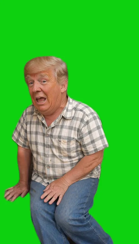 Young Trump cry and laugh green screen