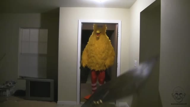 Big chicken break door green screen