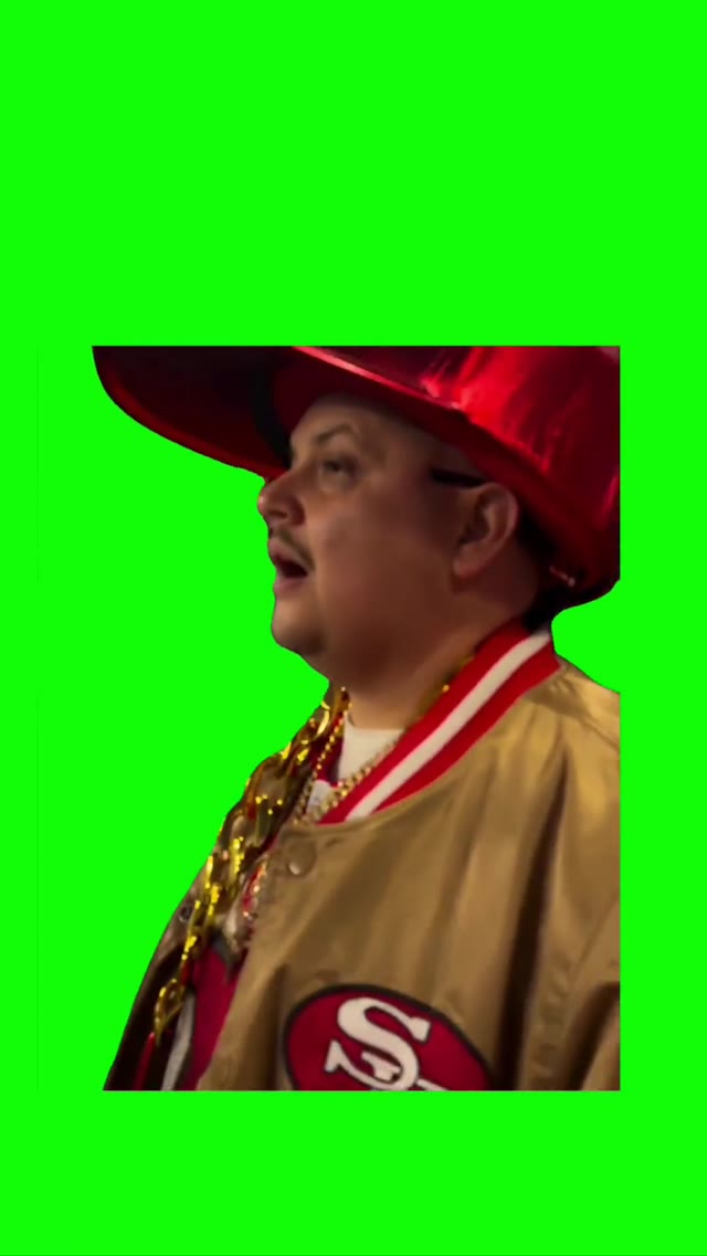 49ers fan shocked green screen
