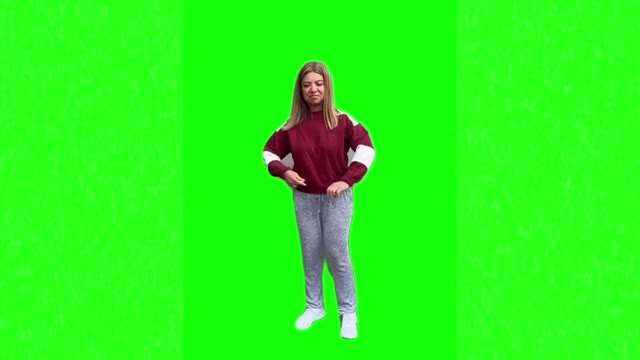 80s dance trend mom showing moves green screen
