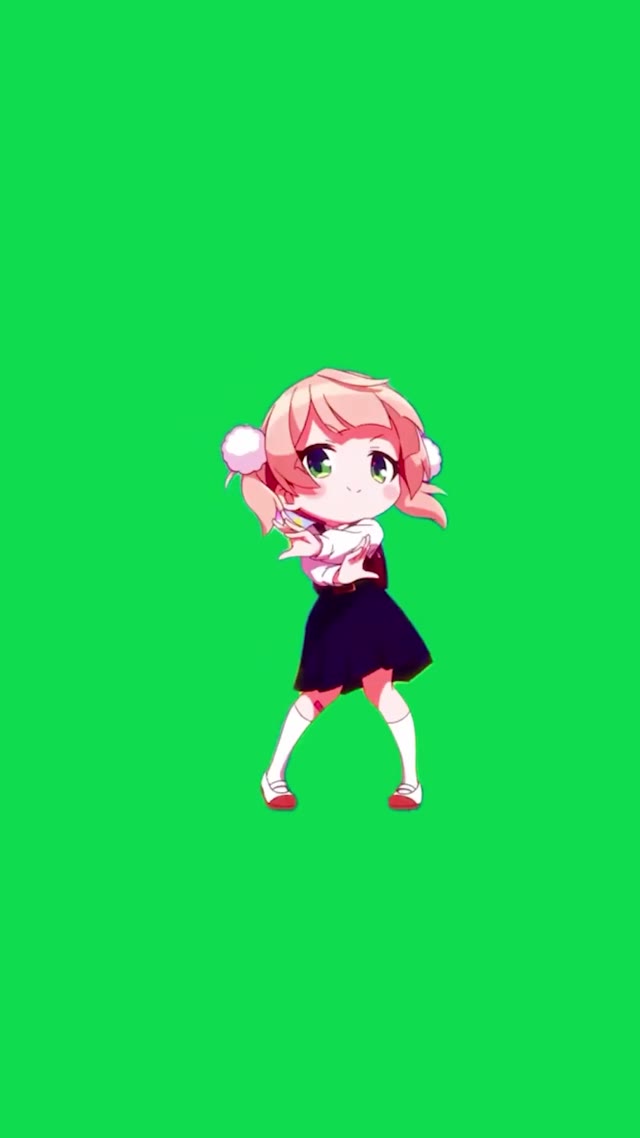 Anime Girl Ui Shigure Dance green screen