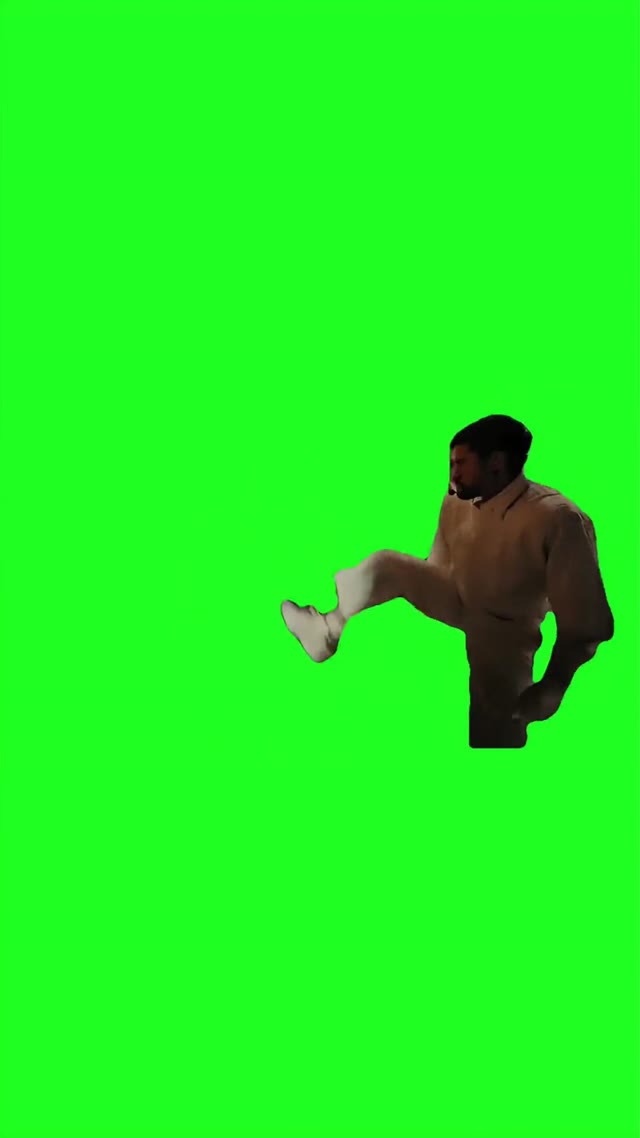 Bad bunny kicks door green screen