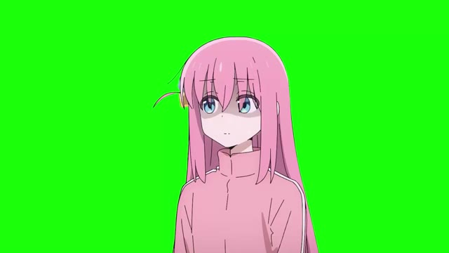 Bocchi The Rock Hitori Surprised green screen