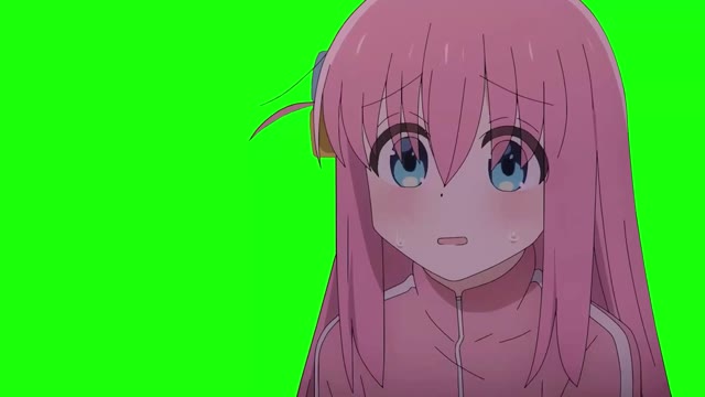 Bocchi The Rock Hitori is Astonished green screen