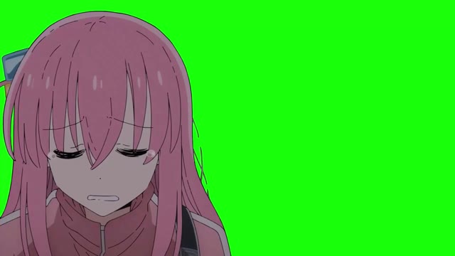 Bocchi The Rock Hitori is startled green screen