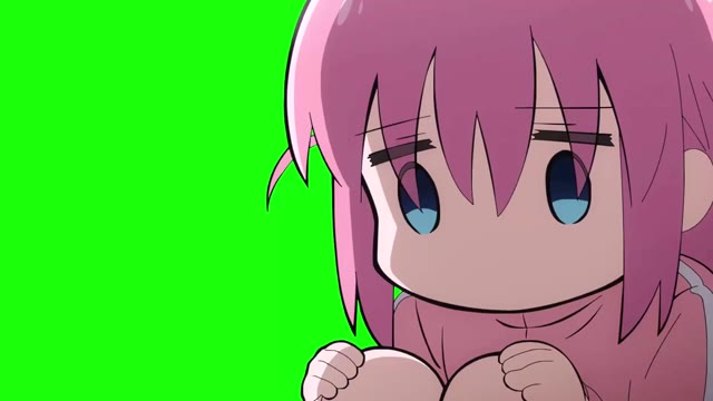 Bocchi The Rock Hitori rejoices and grieves green screen