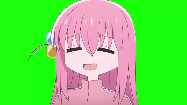 Bocchi The Rock Laughing Hitori green screen