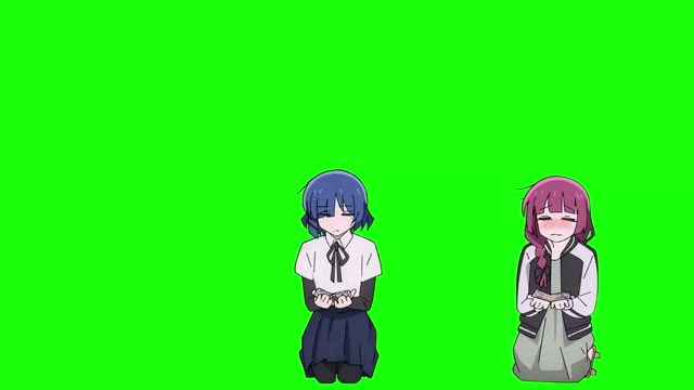 Bocchi The Rock Ryo and Kikuri apologizing green screen