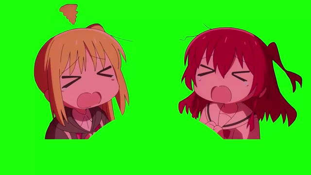 Bocchi The Rock Shouting Nijika Ikuyo Expressionless Ryo Hitori green screen