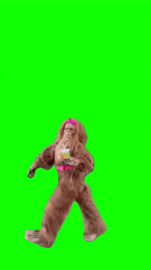 Bug foot with a drink  green screen