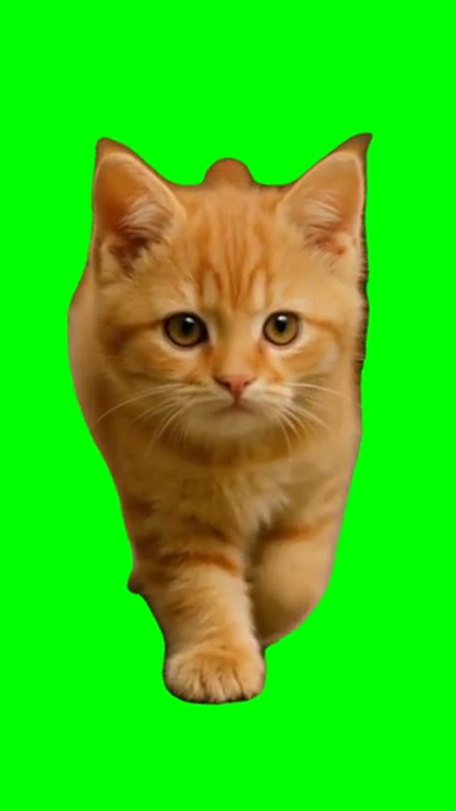 Cat showing a bird green screen