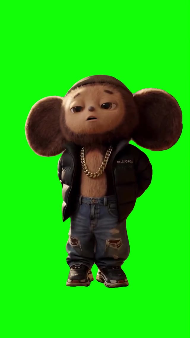 Cheburashka dancing v2 green screen