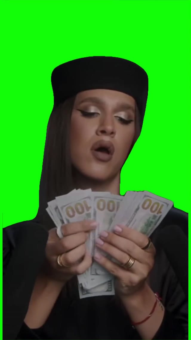 Counting money green screen