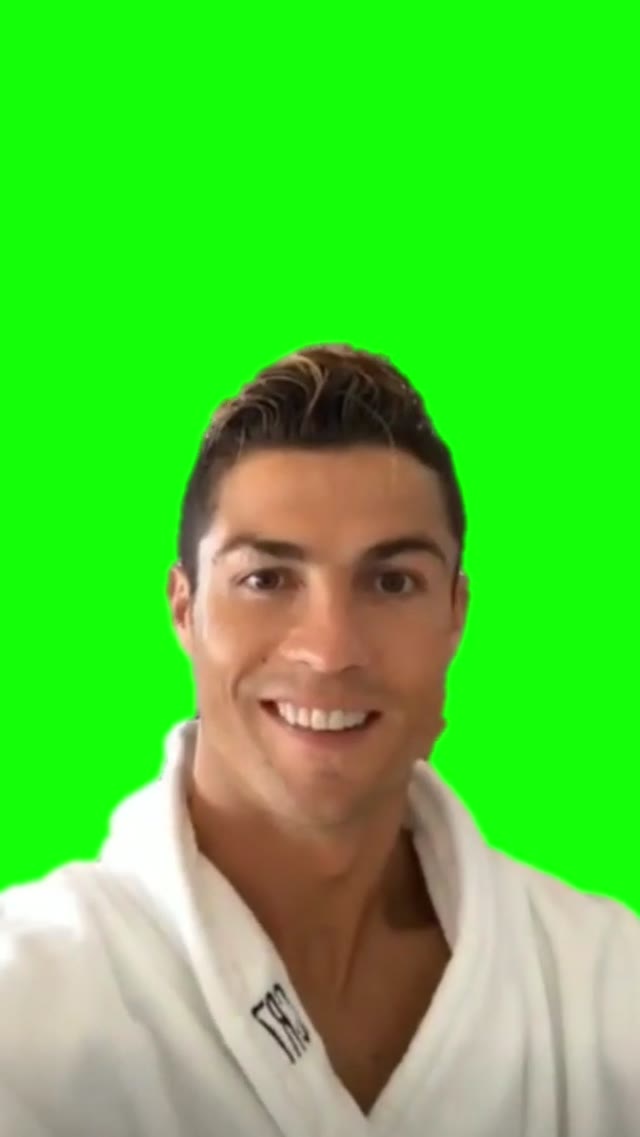 Cristiano Ronaldo Drinking and Smiling green screen