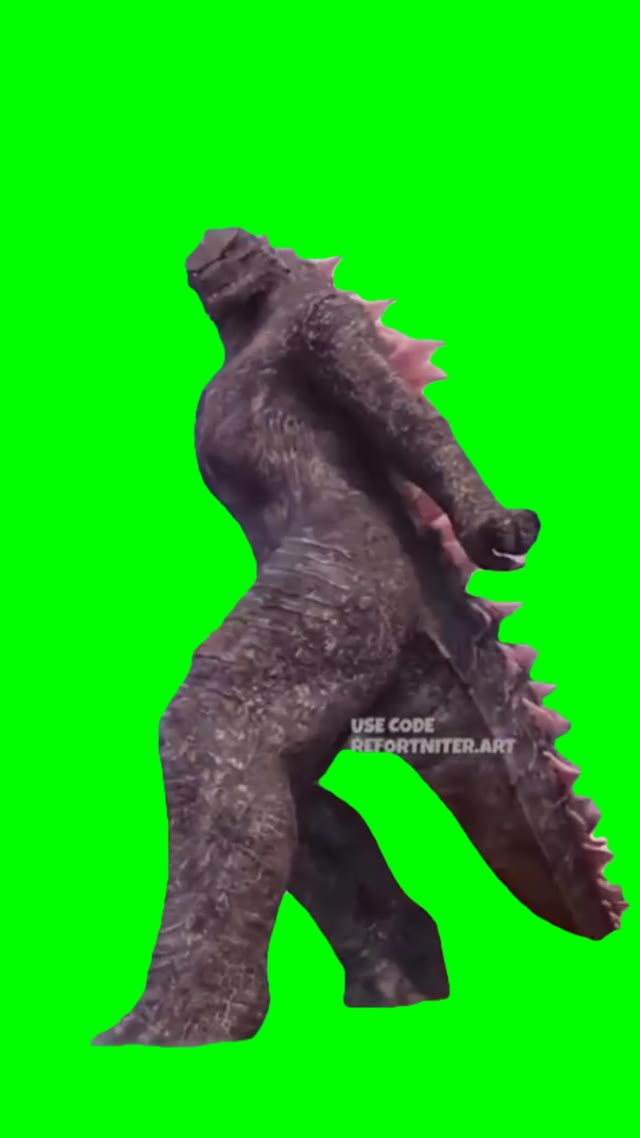 Dancing Godzilla green screen