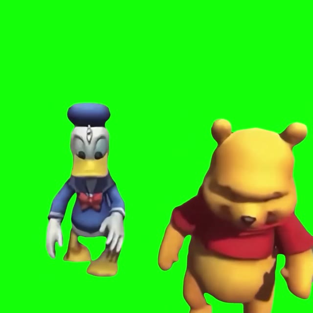 Donald Duck and Winnie The Pooh Dancing green screen