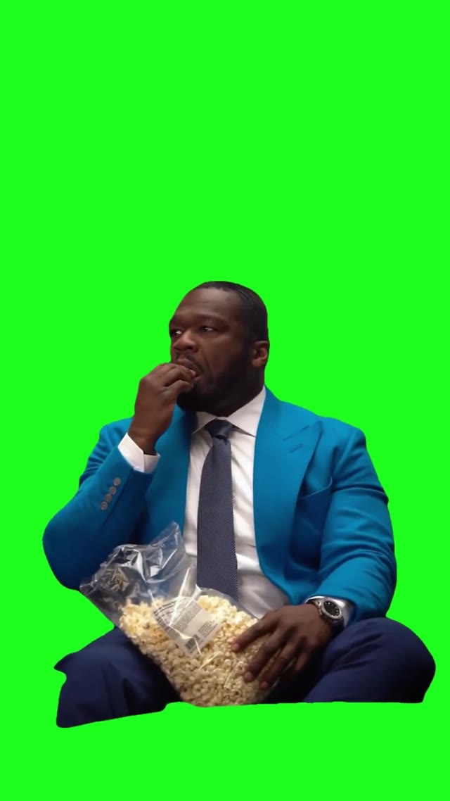 Eating popcorn green screen
