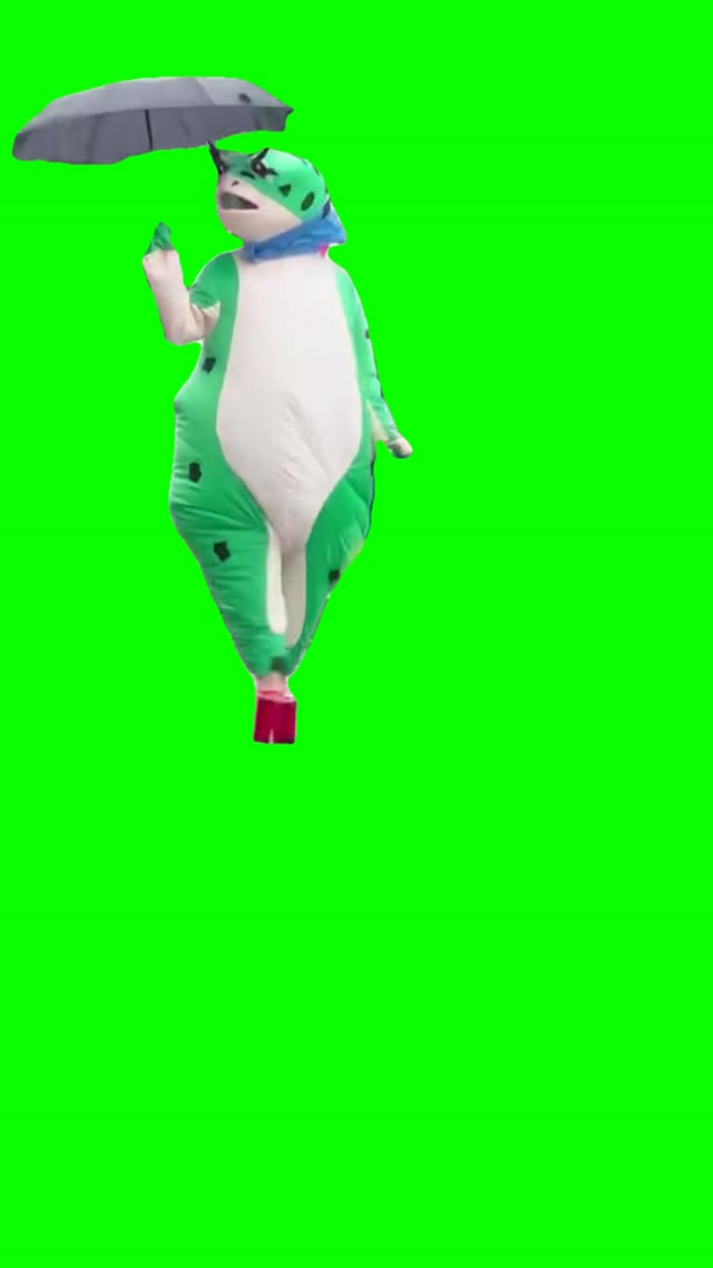 Frog in the rain green screen