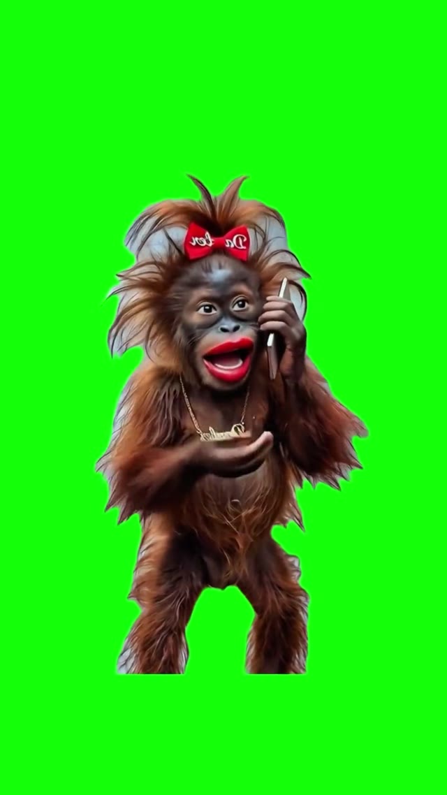 Frustrated Monkey On Phone green screen