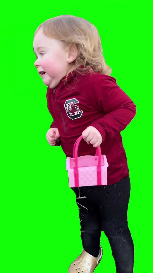Girl acting natural green screen