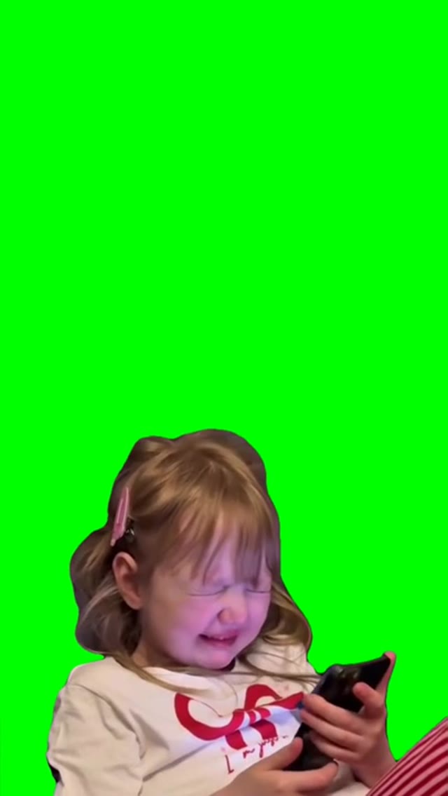 Girl crying green screen