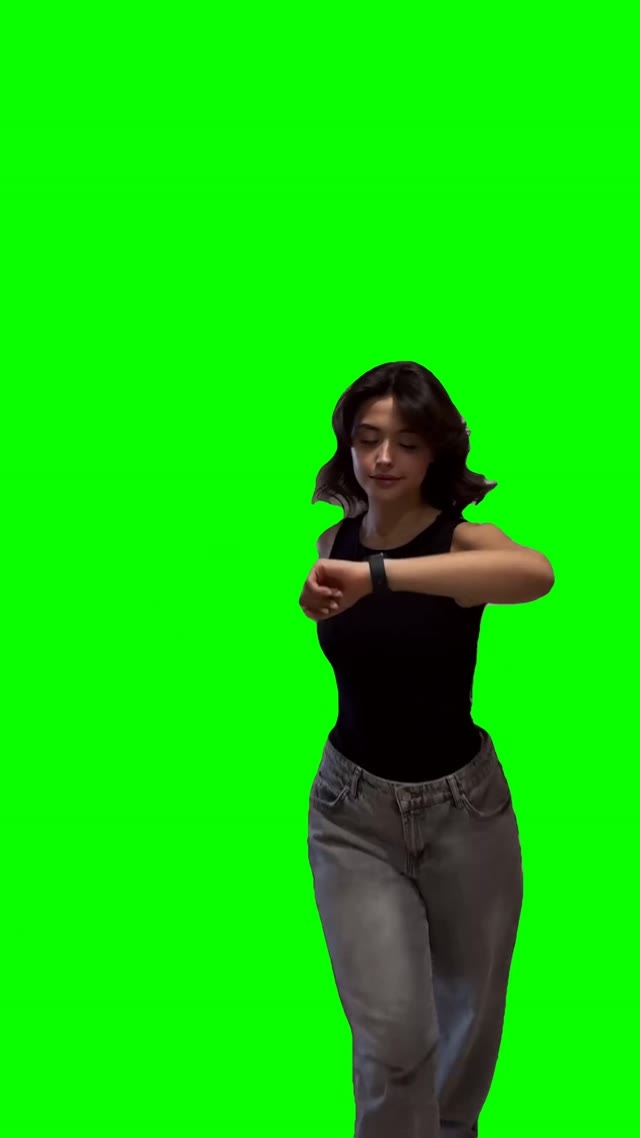 Girl dancing to brother Louie green screen