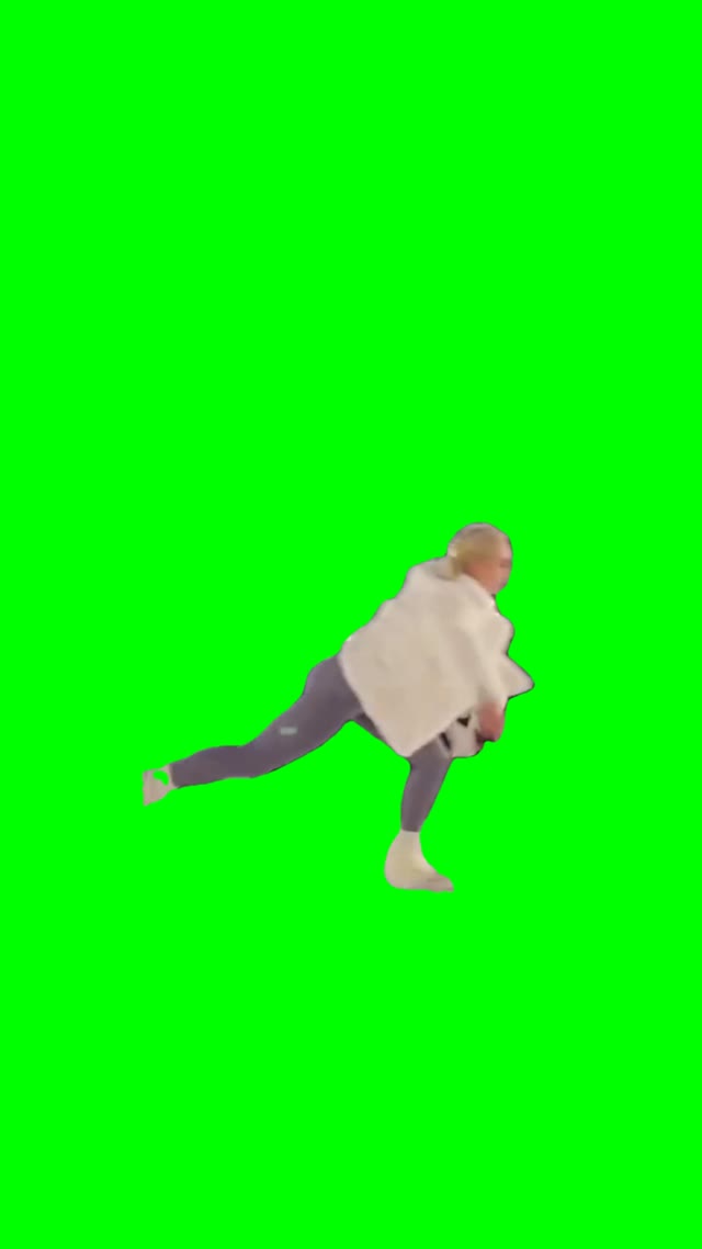 Girl ice skating green screen