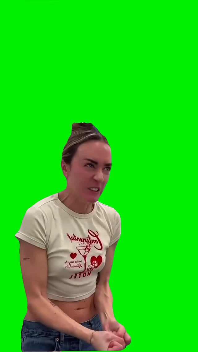 Girl shadow boxing green screen