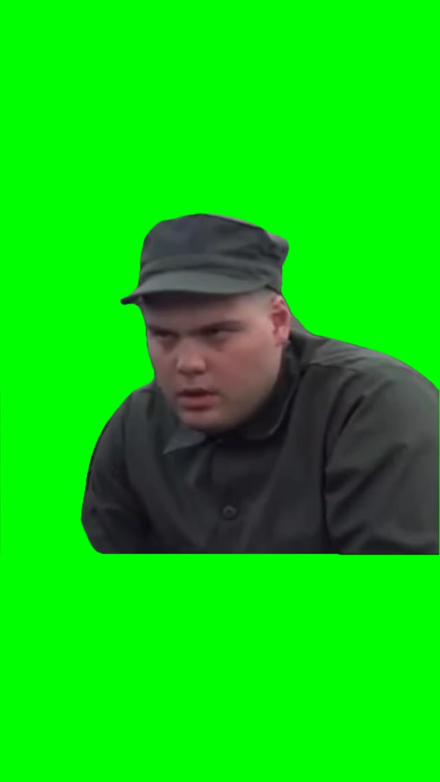 Gomer stares down green screen