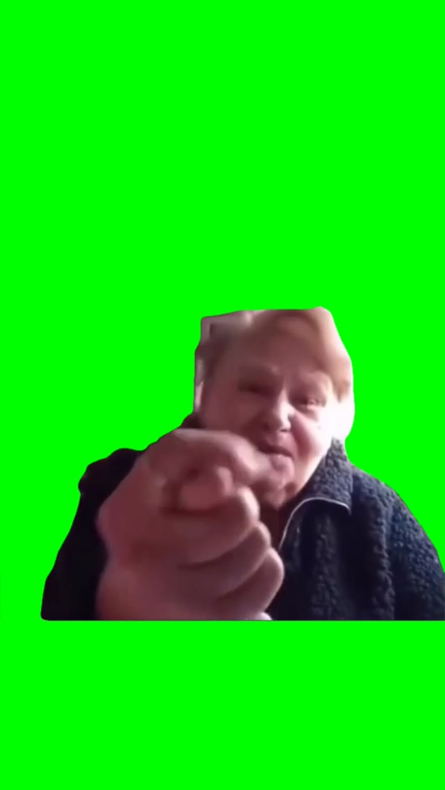 Grandma showing the bird  green screen