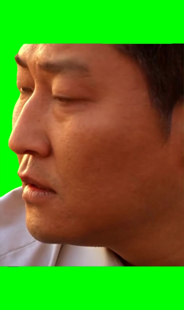 Guys stares green screen