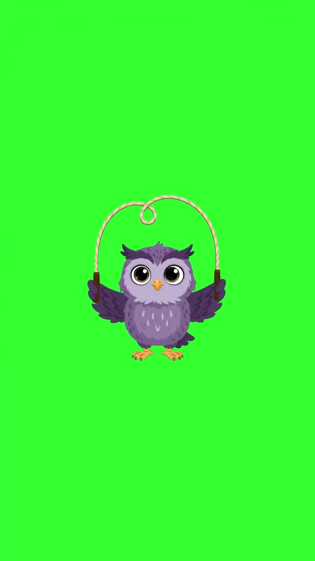 Hopping Owl green screen
