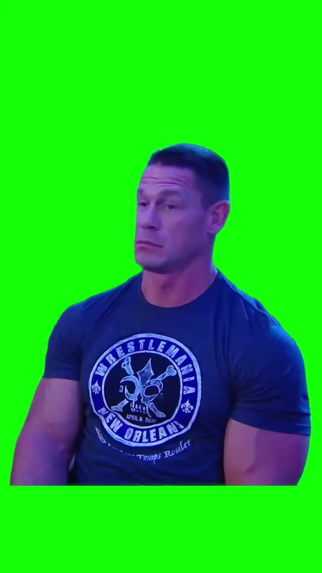 John Cena surprised  green screen