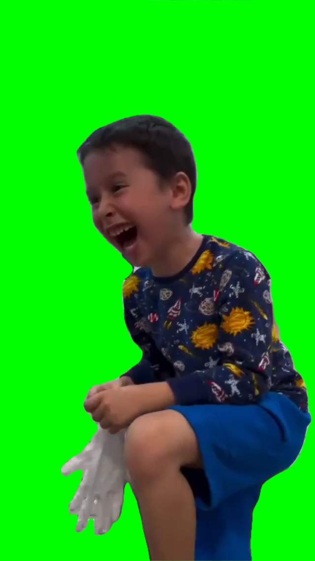 Kid laughing green screen