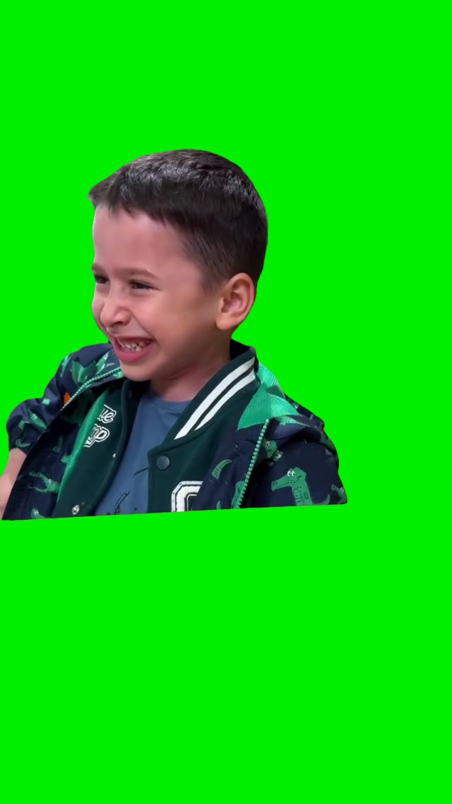 Kid laughs green screen