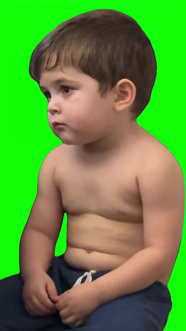 Kid shows the bird green screen