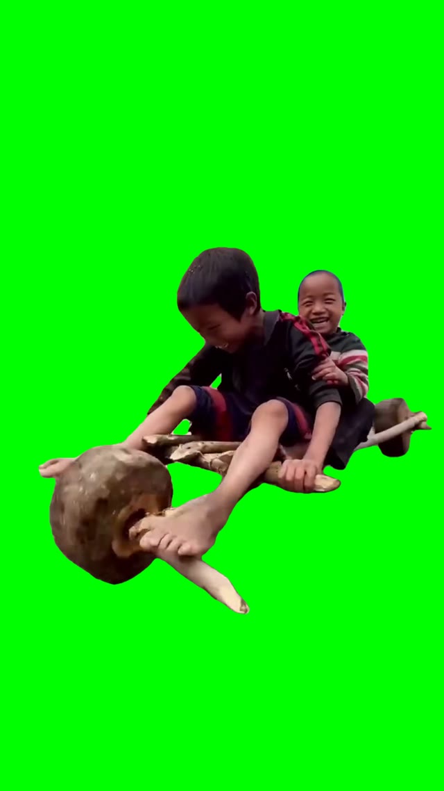 Kids riding custom Bike green screen