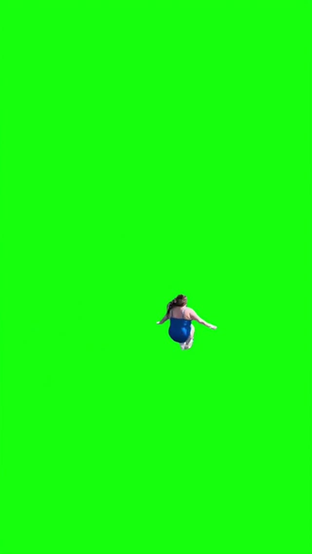 Lady Jumps into green screen