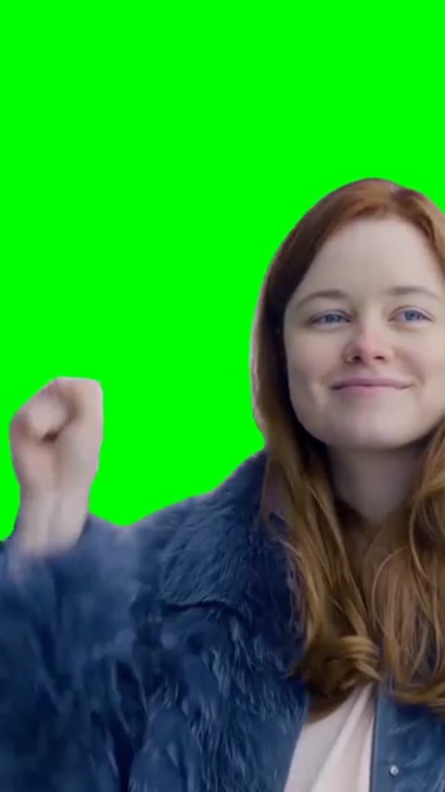 Lady catching a kiss green screen