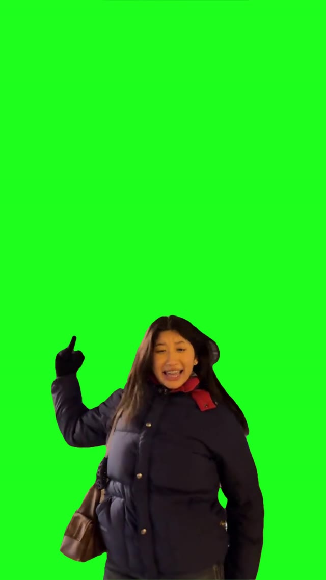 Lady flipping off the screen green screen