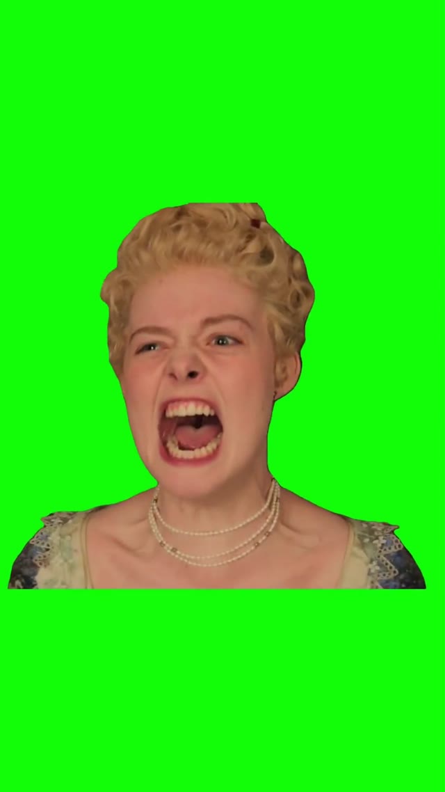 Lady screaming green screen