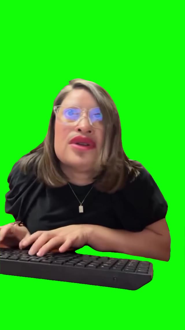 Lady surfing web green screen