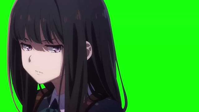 Lycoris Recoil Angry Takina green screen