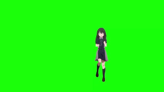 Lycoris Recoil Takina rejoices green screen