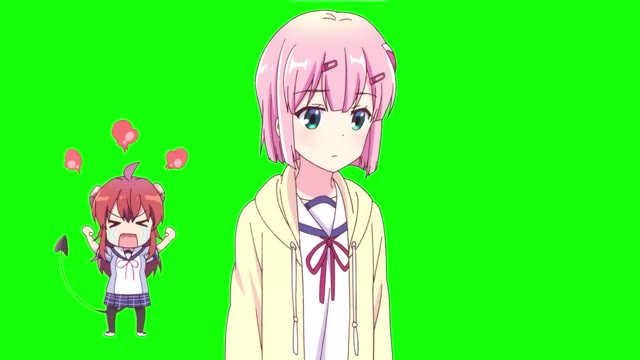 Machikado Mazoku Angry Shamiko Noises green screen