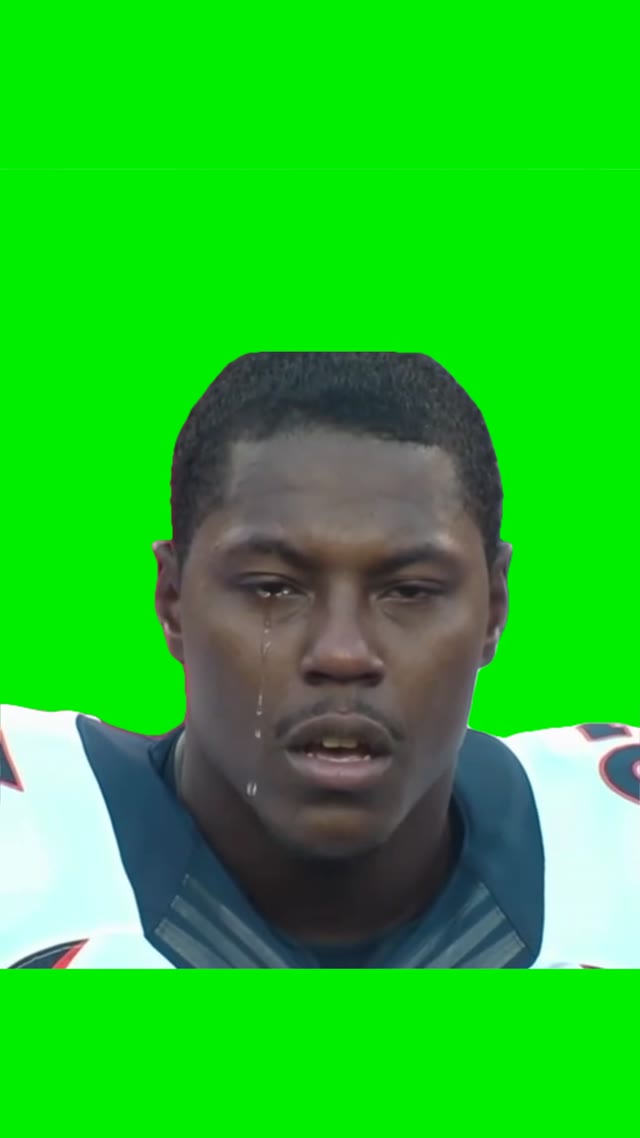 Man crying green screen