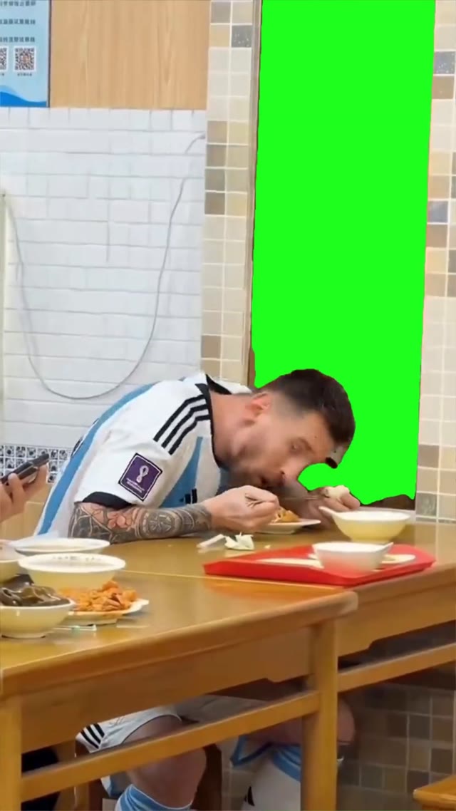 Messi Eating Gets Scared green screen