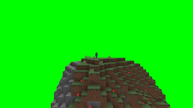 Minecraft steve jumps off cliff green screen