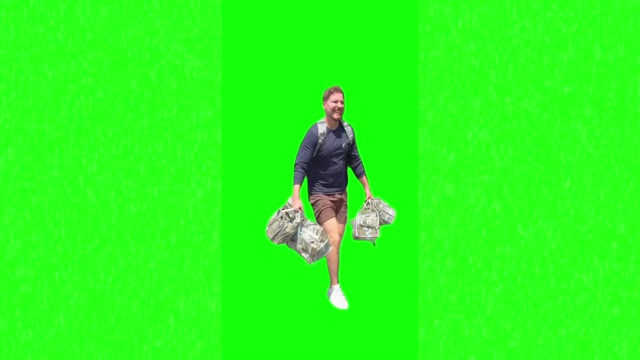 Mr beast running with money green screen
