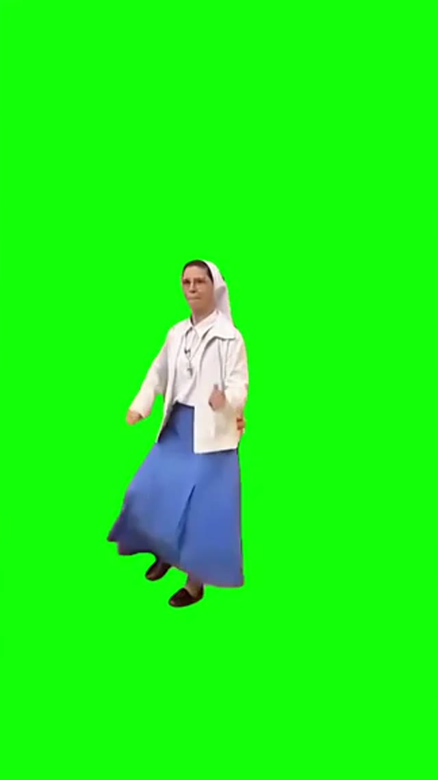 Nun beatboxing dance green screen